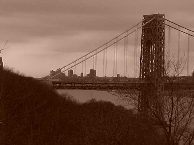 George Washington Bridge. From Ft. Tryon Park. March, 1999